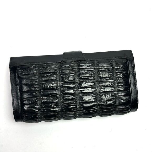 Vintage Real Eel Skin Black Clutch Wallet Korea - Picture 3 of 13